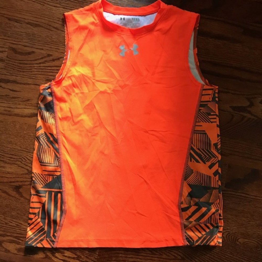 YOUTH UNDER ARMOUR LOOSE HEATGEAR T-SHIRT TANK TOP TEE Sz. L LARGE YLG EUC